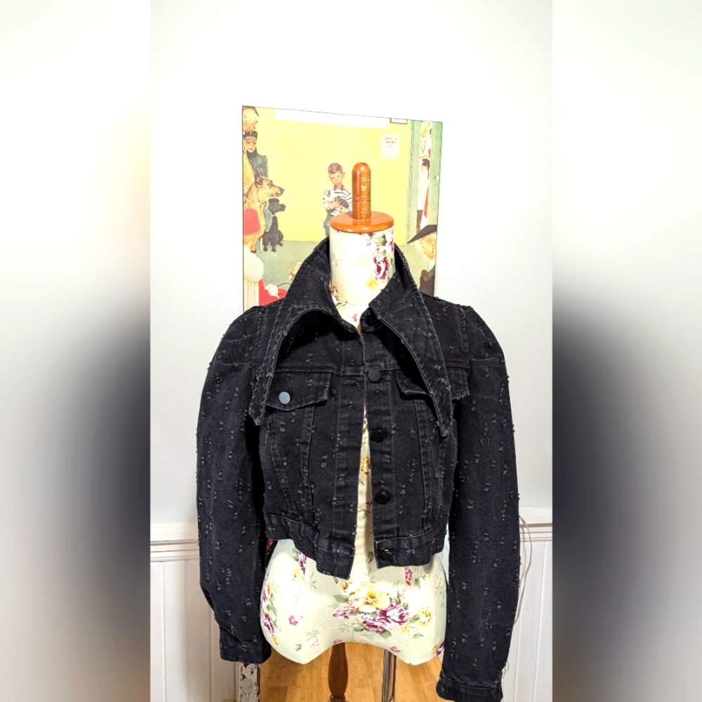 MH‎ Long puff sleeve denim jacket